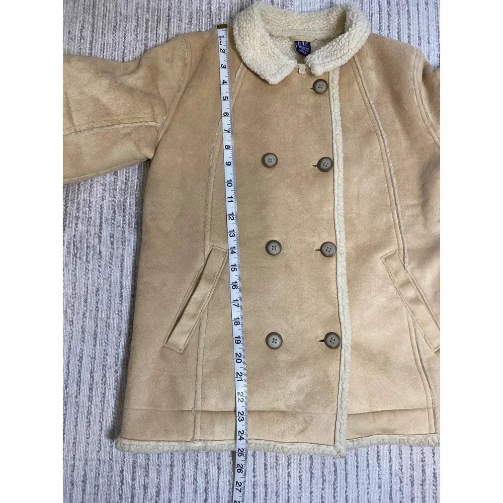 Gap Kids Tan Faux Suede Sherpa Lined Double Breasted Jacket Coat XXL 14 16